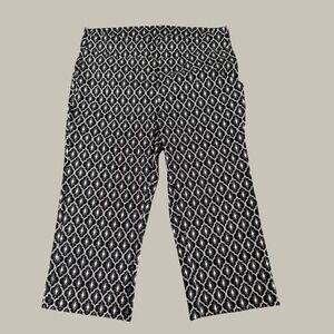 Zoe + Phoebe Womens Black White Geometric Print Crop Pull On Pants Large